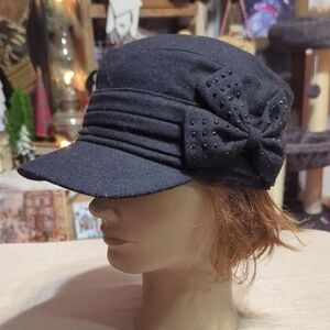 Elastafit D&y Hat D&Y Elastafit Black Hat Cap With bow Jeweled